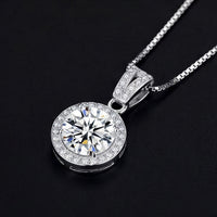 Moissanite Halo Pendant Necklace S925 Silver