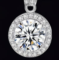 Moissanite Halo Pendant Necklace S925 Silver