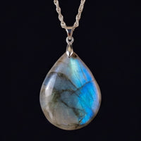 Labradorite Teardrop Pendant Natural Crystal