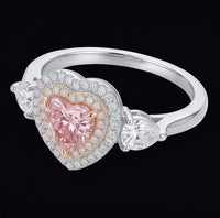 Pink Heart Moissanite Ring 925 Sterling Silver