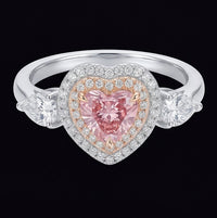 Pink Heart Moissanite Ring 925 Sterling Silver