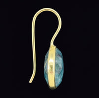 Blue Apatite Square Drop Earrings Gold