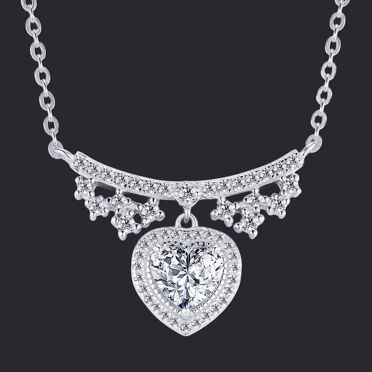 Moissanite Heart Complete Set Necklace S925 Silver