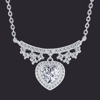 Moissanite Heart Complete Set Necklace S925 Silver