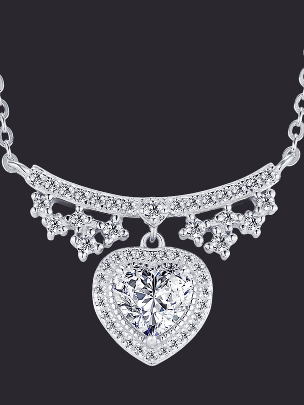 Moissanite Heart Complete Set Necklace S925 Silver