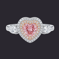 Pink Heart Moissanite Ring 925 Sterling Silver