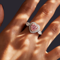 Pink Heart Moissanite Ring 925 Sterling Silver