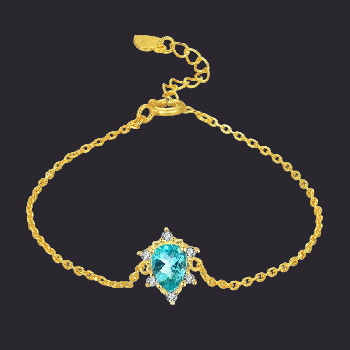 Blue Apatite Chain Bracelet Gold