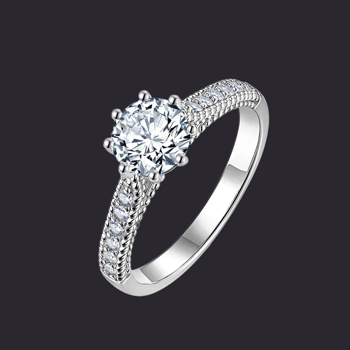 Morganite Solitaire Ring S925 Platinum Silver