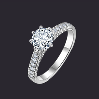 Morganite Solitaire Ring S925 Platinum Silver