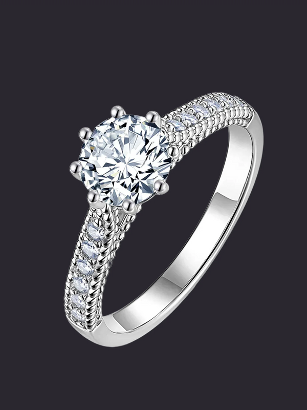Morganite Solitaire Ring S925 Platinum Silver
