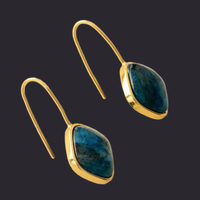 Blue Apatite Square Drop Earrings Gold