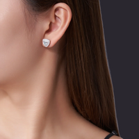 Moissanite Triangle Halo Studs S925 Platinum