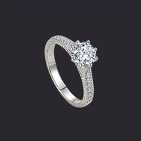 Morganite Solitaire Ring S925 Platinum Silver