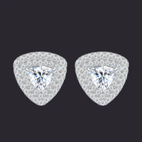 Moissanite Triangle Halo Studs S925 Platinum