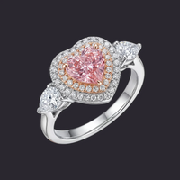 Pink Heart Moissanite Ring 925 Sterling Silver