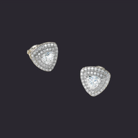 Moissanite Triangle Halo Studs S925 Platinum